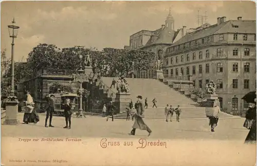 Dresden, Treppe zur Brühlschen Terrasse -538788