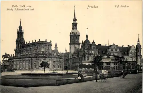 Dresden, Kgl. Schloss und Hofkirche und König Johann-Denkmal -537876