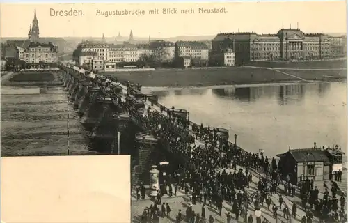 Dresden, Augustusbrücke mit Blick nach Neustadt -538036