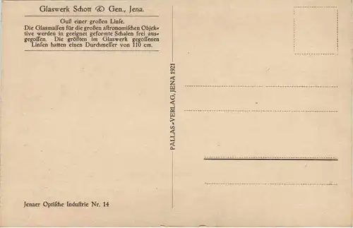 Glaswerk Schott Jena - Guss einer grossen Linse -656236