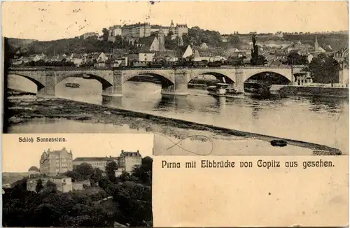 Pirna, mit Elbbrücke von Copitz aus gesehen -538956