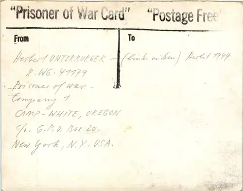 Prisoner of War Card 1944 -658456