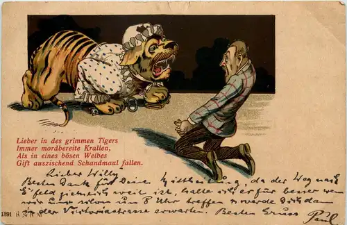 Lieber in des grimmen Tigers als in ein böses Weib - Humor -658610
