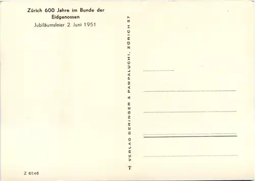 Zürich - 600 Jahre im Bunde der Eidgenossen 1951 -658710