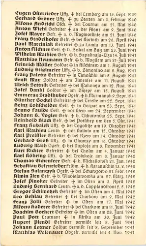Gefallene Soldatenliste 1939 -1942 - 3. Reich -658708