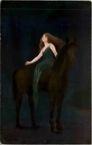 Frau mit Pferd -658798