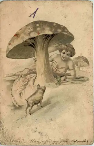 Frau mit Pilz -658966