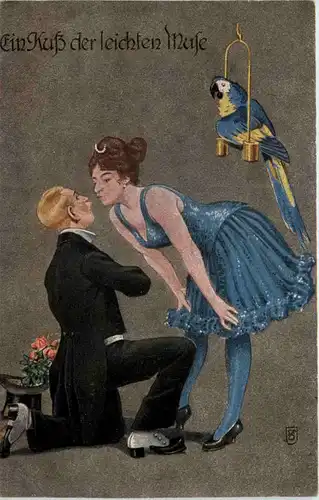 Frau mit Papagei - Ein Kuss der leichten Musse -659078