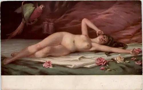 Erotik - Frau mit Papagei -659080