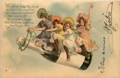 Frauen auf Champagnerflasche -659278
