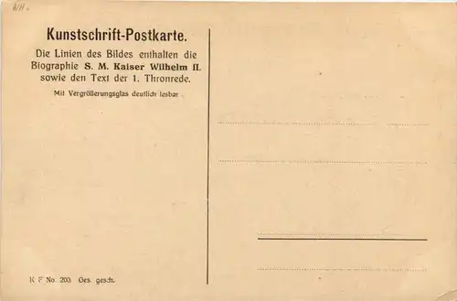 Kunstschrift Postkarte - Kaiser Wilhelm II -659696