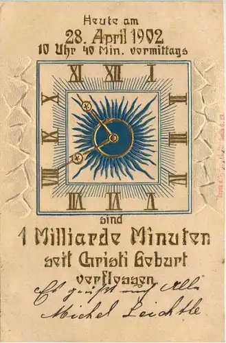 Eine Milliarde Minuten seit Christi Geburt Prägekarte -659658