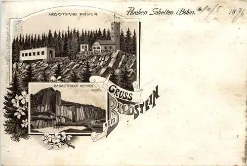 Parchen Chelten in Böhmen - Gruss vom Bildstein - Litho 1896 -659724