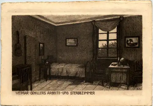 Weimar - Schillers Arbetszimmer - Radierung -660104