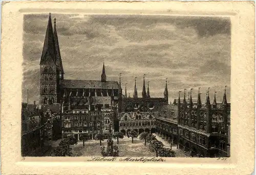 Lübeck - Marktplatz - Radierung -660162