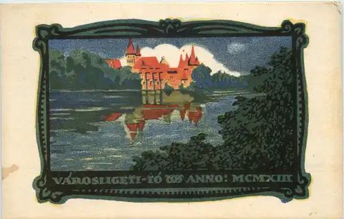 Künstler AK Teich im Stadtwäldchen -660676