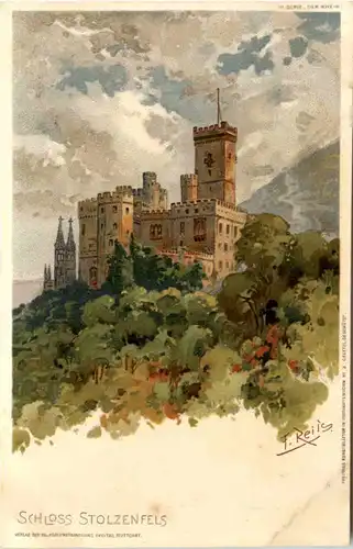 Schloss Stolzenfels - Künstler F Reiss - Litho -660898