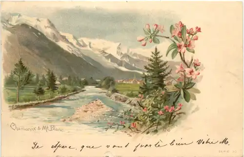 Chamonix & Mt. Blanc - Litho -544096