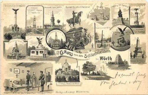 Wörth - Gruss von den Schlachtfeldern - Litho -544114
