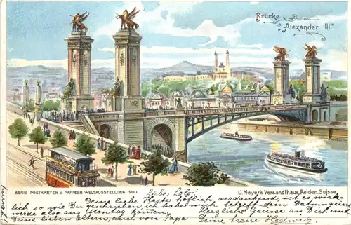 Paris - Weltausstellung Brücke Alexander III - Litho -544172