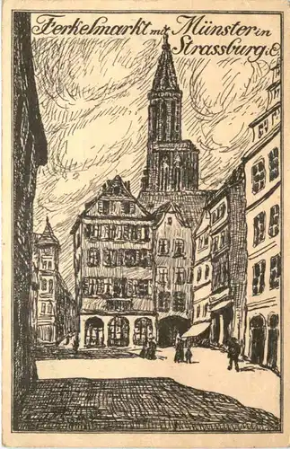 Strassburg - Ferkelmarkt mit Münster -544080