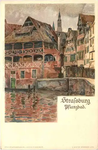 Strassburg - Pflanzbad - Litho -544142