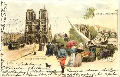 Paris Eglise Notre Dame - Litho -544320