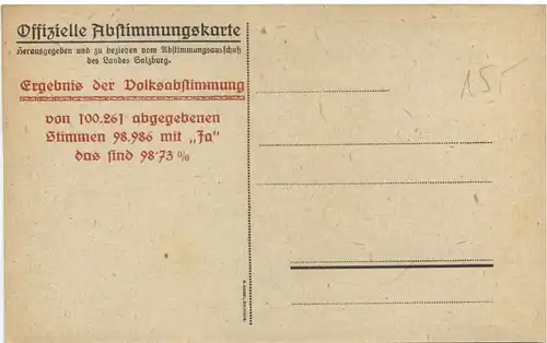 Volksabstimmung im Lande Salzburg 1921 -660998