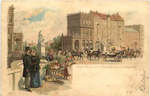 Berlin - Unsere Kaiserin vom Paradefeld - Litho -661282