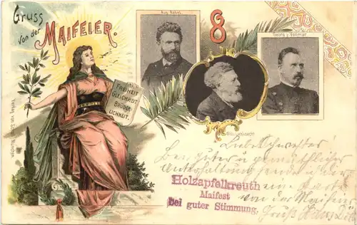 Holzapfelkreuth - Gruss von der Maifeier 1900 - Litho - München -661542