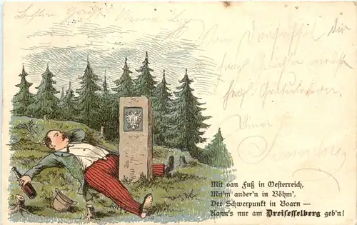 Dreisesselberg Grenze Böhmen Österreich Bayern - Litho -661656