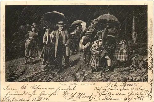 Vom Gewitter überracht - Künstler AK -662034