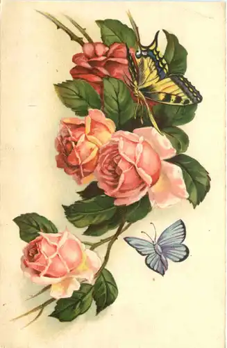 Schmetterlinge mit Rosen -662548