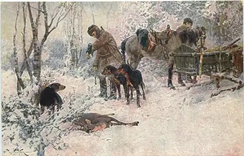 Nach der Jagd - Künstler J. Vesin -662698