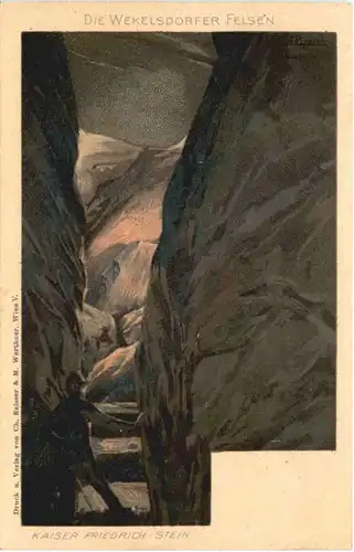 Wekelsdorfer Felsen - Kaiser Friedrich Stein - Litho -663762