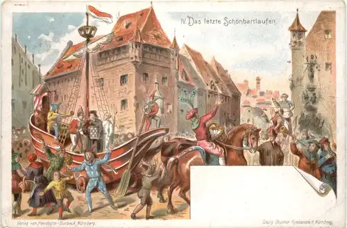 Nürnberg - Das letzte Schönbartlaufen - Litho -664342