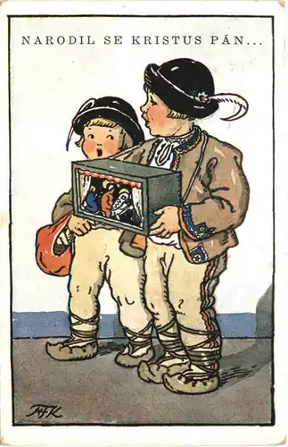 Künstler Ak Mani Fischerove Kvechove - Narodil se Kristus Pan -664390