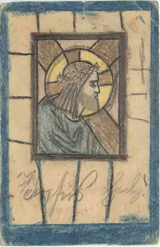 Künstlerkarte handegmalt Jesus -664770