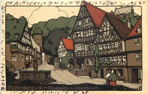 Miltenberg - Marktplatz - Stein Zeichnung -664990