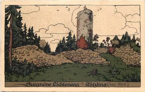 Burgruine Lichtenegg bei Kötzing - Steinzeichnung -664936