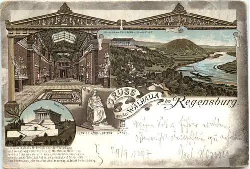 Gruss aus der Walhalla bei Regensburg - Litho -665238