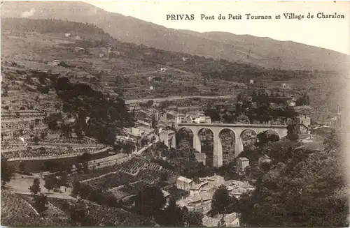 Privas, Pont du Petit Tournon et Village de Charalon -539726