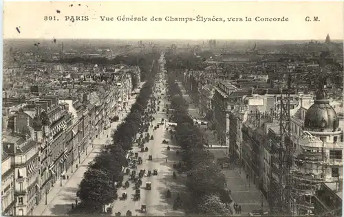 Paris, Vue Generale des Champs-Elysees, vers la Concorde -540270