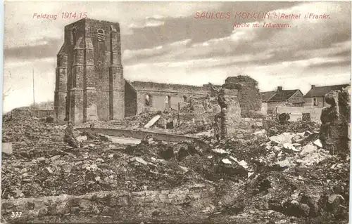 Saulces Monclinb/Rethel, Kirche mit Trümmern -540542