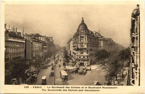 Paris, Le Boulevard des Italiens et le Boulevard Haussmann -541218