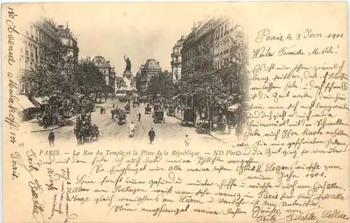 Paris, La Rue du Temple et la Place de la Republique -541206