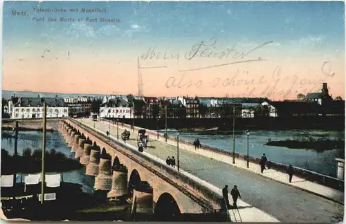 Metz, Totenbrücke mit Moselfort -541376