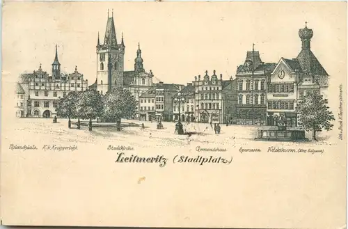 Leitmeritz - Stadtplatz - Litho -658880