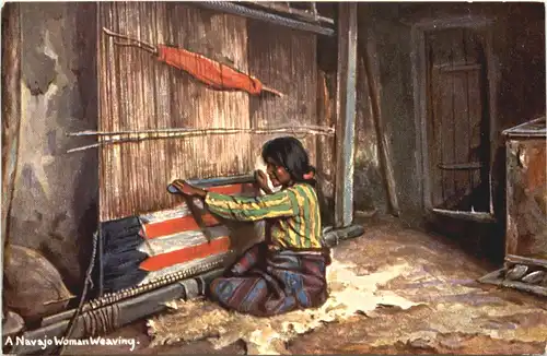A Navajo Woman Weaving - Indianer -666002