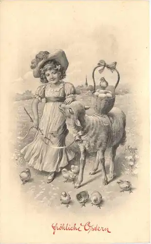 Ostern - Künstler Ak Kränzle -666170